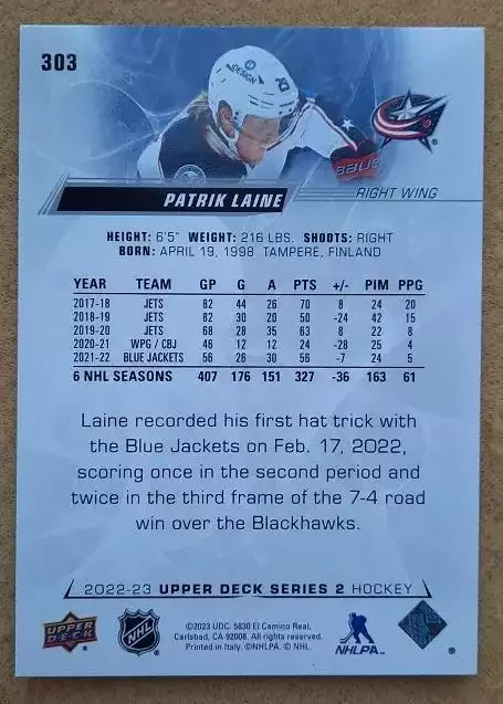НХЛ Патрик Лейн Коламбус Блю Джекетс № 303 1