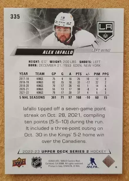 НХЛ Алекс Иафалло Лос-Анжелес Кингз № 335 1