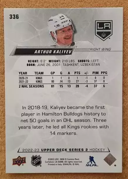 НХЛ Артур Калиев Лос-Анжелес Кингз № 336 1
