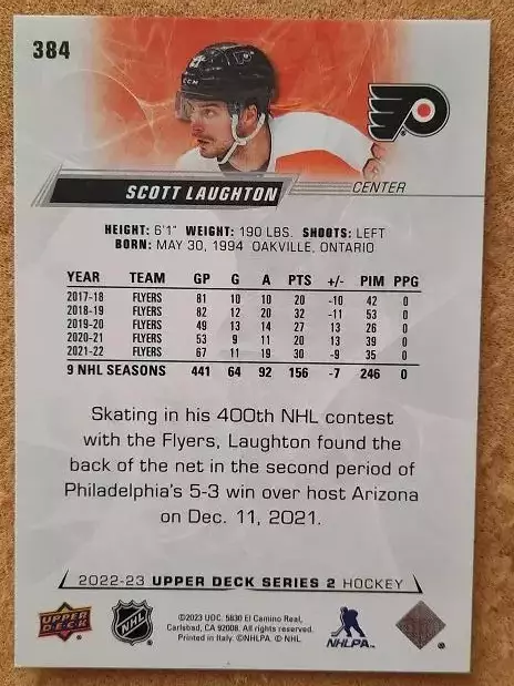 НХЛ Скотт Лотон Филадельфия Флайерз № 384 1