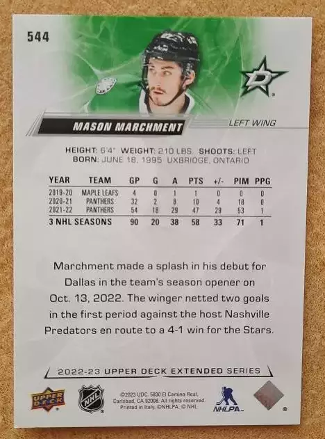 НХЛ Мэйсон Марчмент Даллас Старз № 544 1