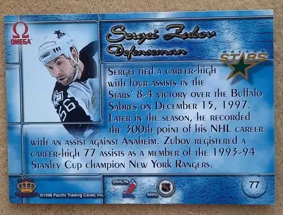 НХЛ Сергей Зубов Даллас Старз ЦСКА Москва СКА № 77 1