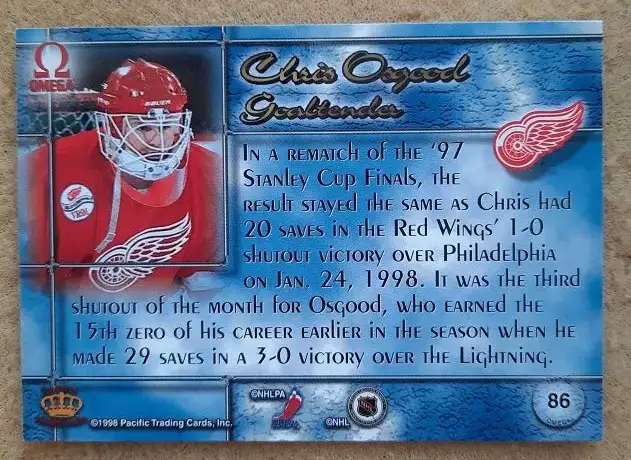 НХЛ Крис Осгуд Детройт Ред Уингз № 86 1
