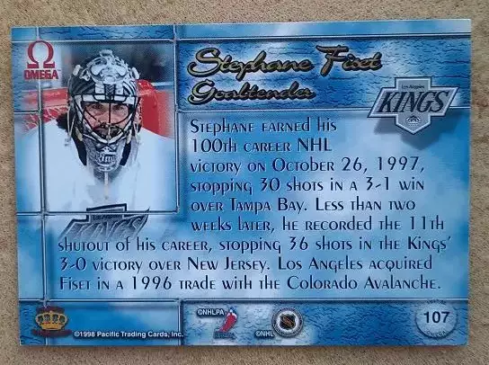 НХЛ Стефан Фисет Лос-Анжелес Кингз № 107 1