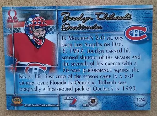 НХЛ Жослин Тибо Монреаль Канадиенс № 124 1