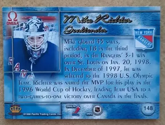 НХЛ Майк Рихтер Нью-Йорк Рейнджерс № 148 1