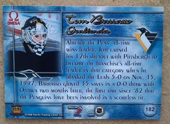 НХЛ Том Баррассо Питтсбург Пингвинз № 182 1