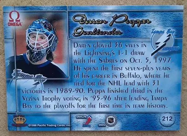 НХЛ Даррен Пуппа Тампа Бэй Лайтнинг № 212 1