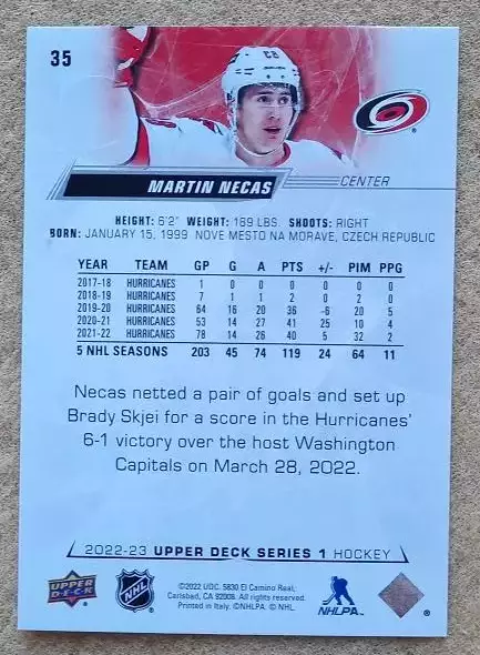 НХЛ Мартин Нечас Каролина Харрикейнз № 35 1