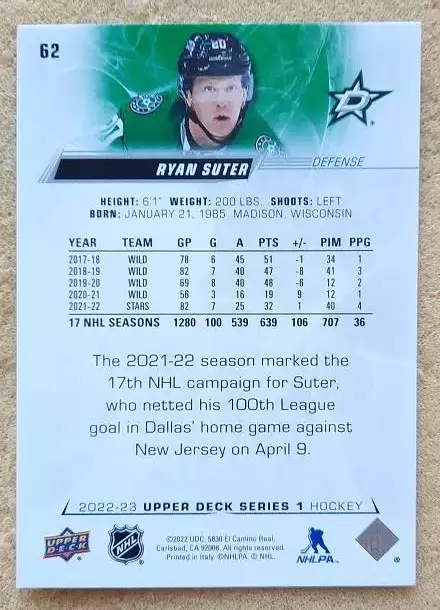 НХЛ Райан Сутер Даллас Старз № 62 1