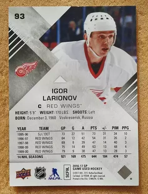 НХЛ Игорь Ларионов Детройт Ред Уингз Воскресенск ЦСКА Москва № 93 1