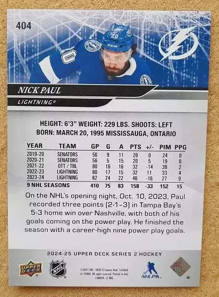 НХЛ Ник Пол Тампа Бэй Лайтнинг № 404 1