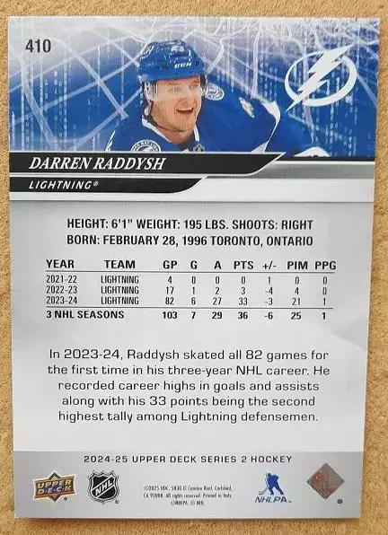НХЛ Даррен Рэддиш Тампа Бэй Лайтнинг № 410 1