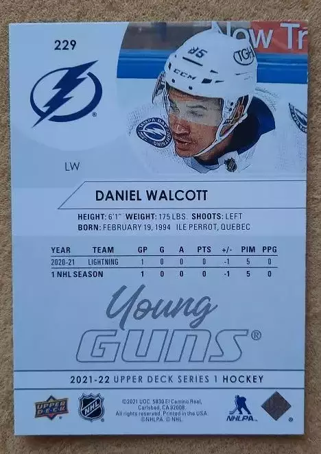 НХЛ Дэниел Уолкотт Тампа Бэй Лайтнинг № 229 1