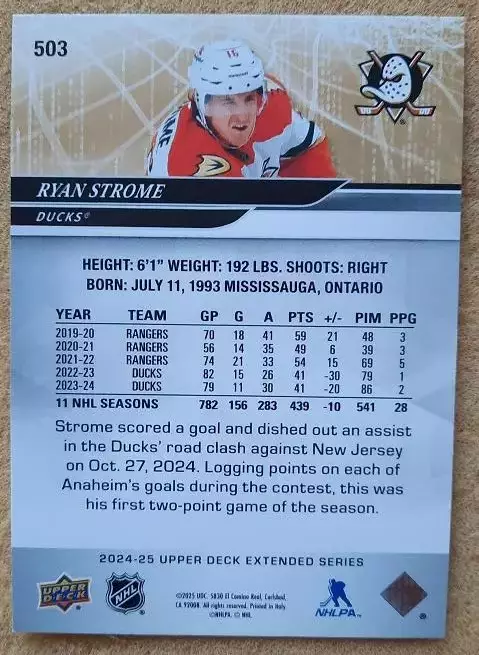 НХЛ Райан Стром Анахайм Дакс № 503 1