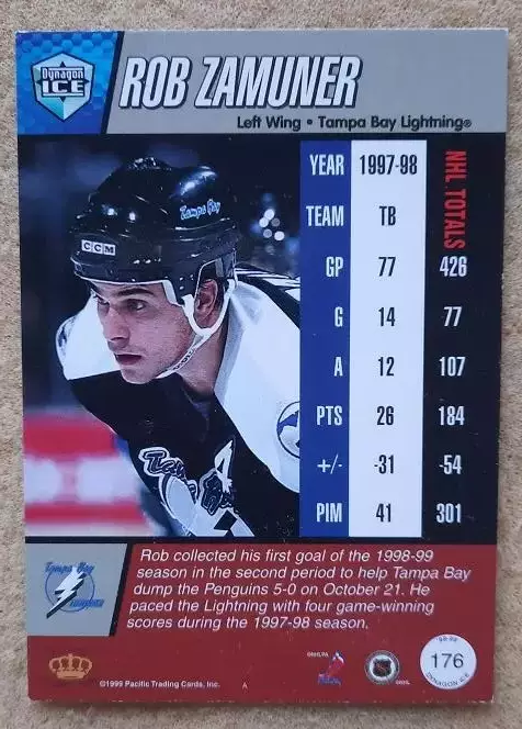 НХЛ Роб Замунер Тампа Бэй Лайтнинг № 176 1