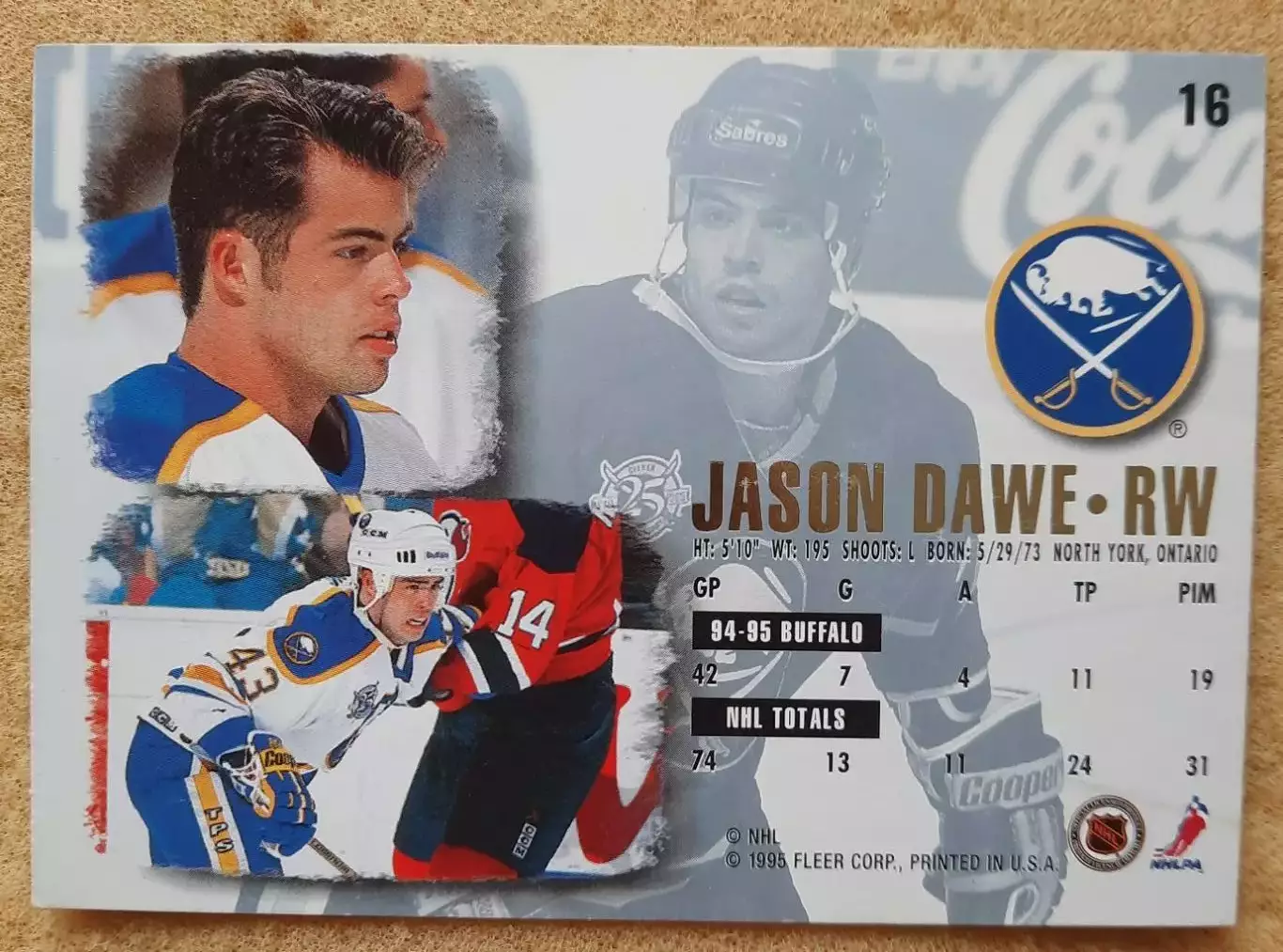 НХЛ Джейсон Дэйв Баффало Сейбрз № 16 1