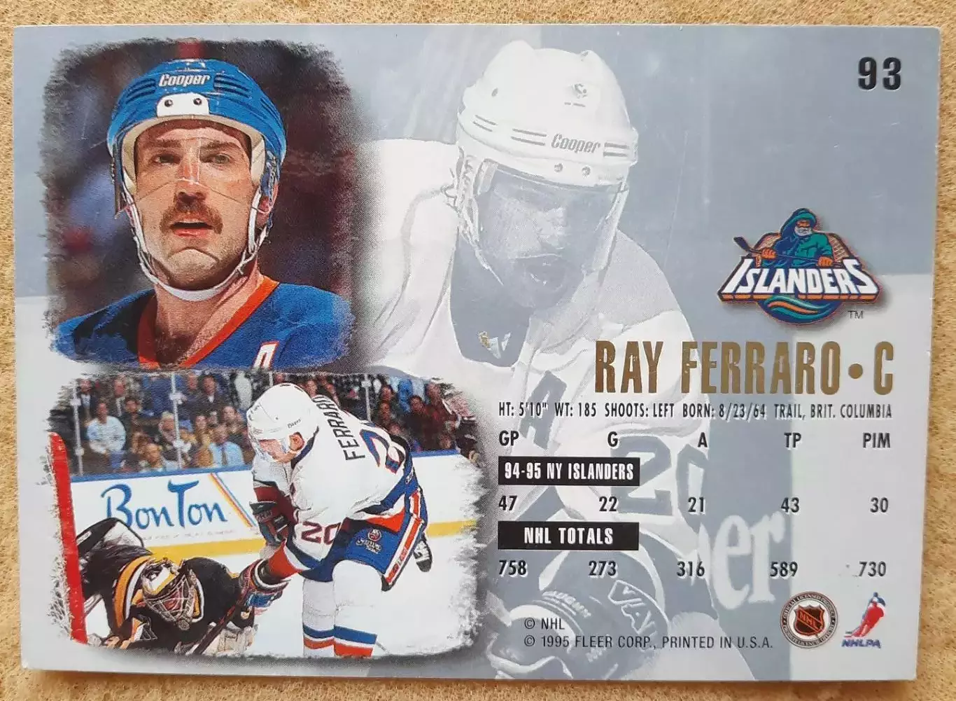 НХЛ Рей Ферраро Нью-Йорк Айлендерс № 93 м 1
