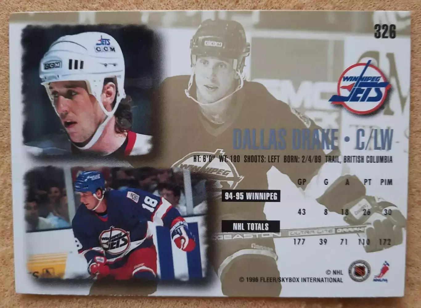 НХЛ Даллас Дрейк Виннипег Джетс № 326 1