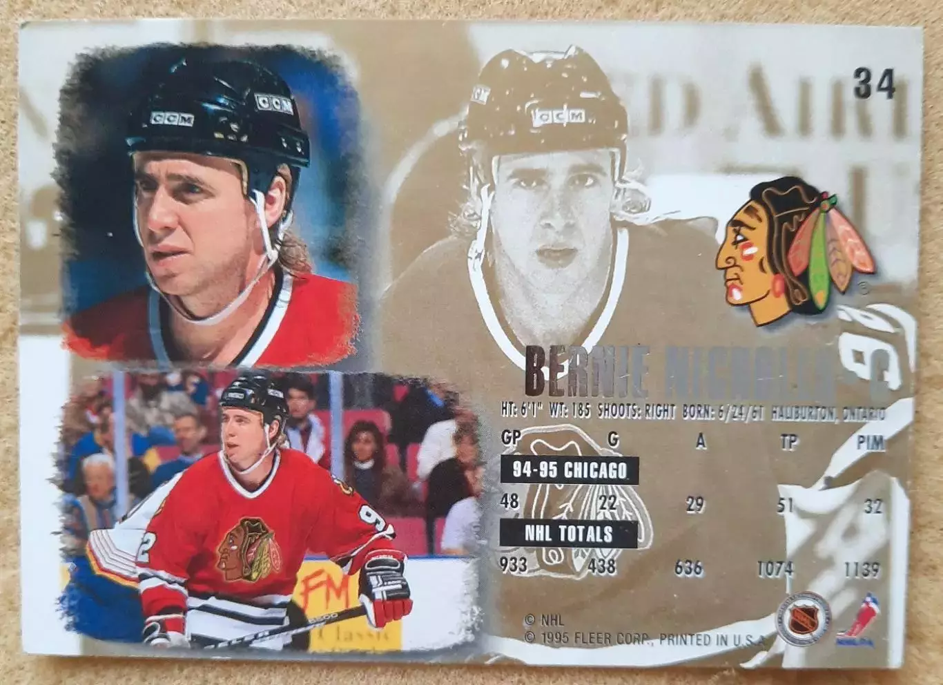НХЛ Берни Николлс Чикаго Блэкхокс № 34 м 1