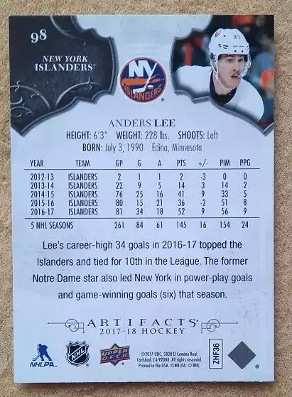 НХЛ Андерс Ли Нью-Йорк Айлендерс № 98 1