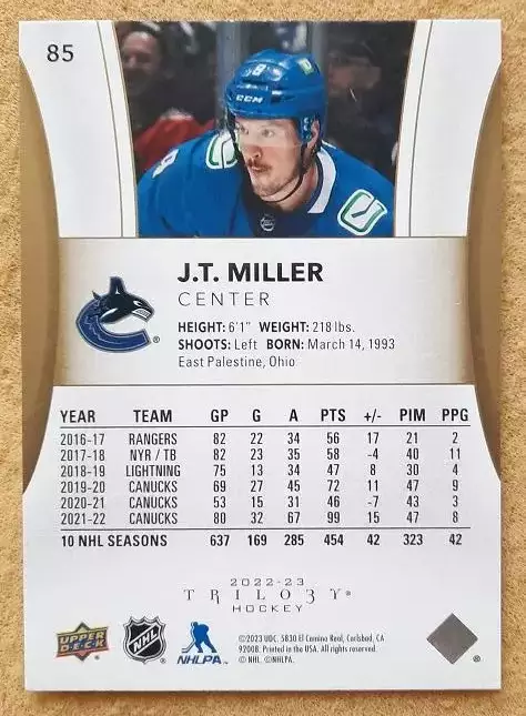 НХЛ Джей Ти Миллер Ванкувер Кэнакс № 85 1