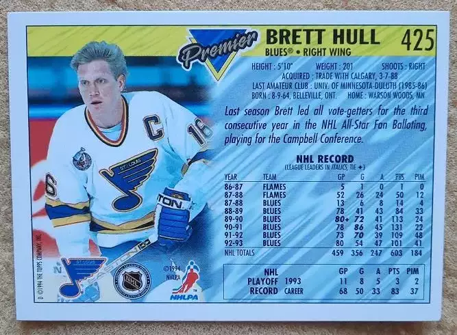 НХЛ Бретт Халл Сент-Луис Блюз № 425 1