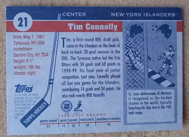 НХЛ Тим Коннолли Нью-Йорк Айлендерс № 21 автограф 1