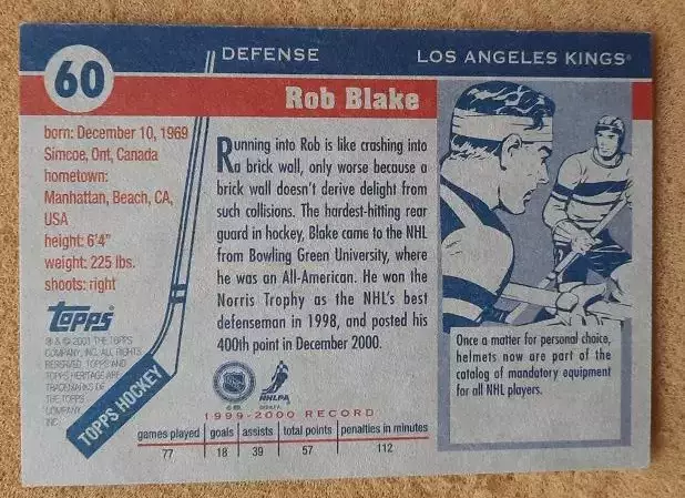 НХЛ Роб Блейк Лос-Анжелес Кингз № 60 автограф 1