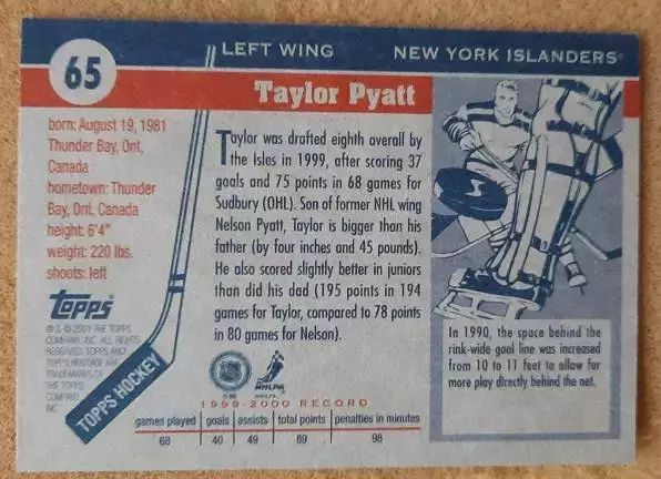 НХЛ Тейлор Пайетт Нью-Йорк Айлендерс № 65 автограф 1