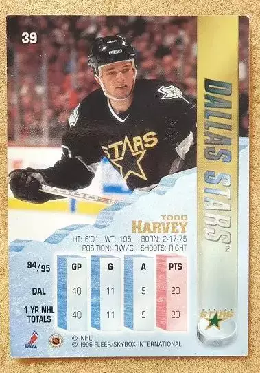 НХЛ Тодд Харви Даллас Старз № 39 1