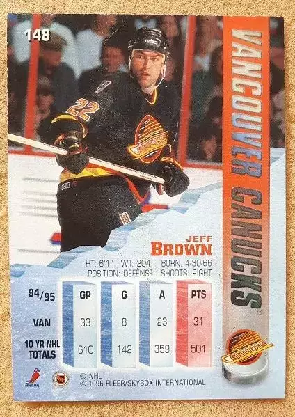 НХЛ Джефф Браун Ванкувер Кэнакс № 148 1