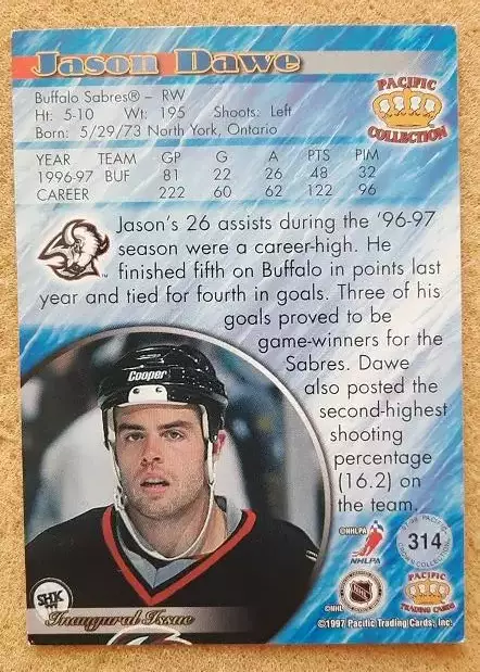 НХЛ Джейсон Дэйв Баффало Сейбрз № 314 1