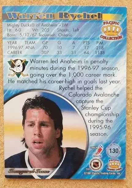 НХЛ Уоррен Райчел Анахайм Майти Дакс № 130 1