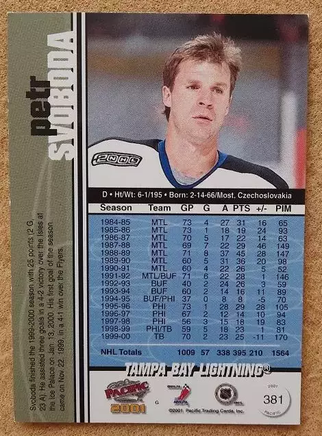 НХЛ Петр Свобода Тампа Бэй Лайтнинг № 381 1