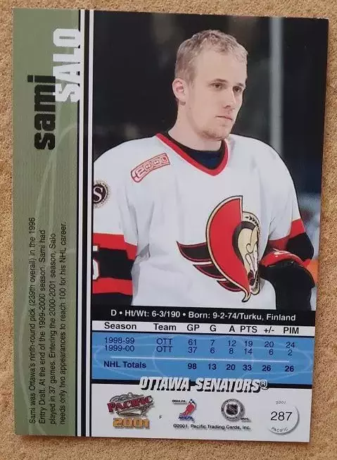 НХЛ Сами Сало Оттава Сенаторз № 287 1