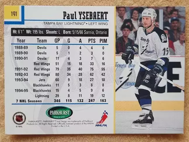 НХЛ Пол Айсберт Тампа Бэй Лайтнинг № 191 1