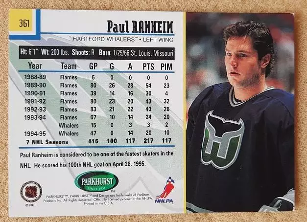 НХЛ Пол Ранхайм Хартфорд Уэйлерз № 361 1