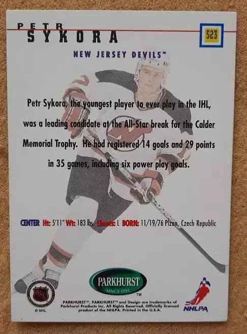 НХЛ Петр Сикора Нью-Джерси Дэвилз № 523 1