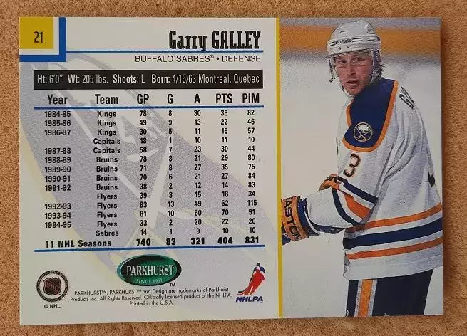 НХЛ Гари Галлей Баффало Сейбрз № 21 1
