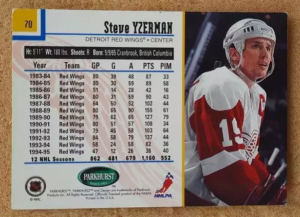 НХЛ Стив Айзерман Детройт Ред Уингз № 70 1
