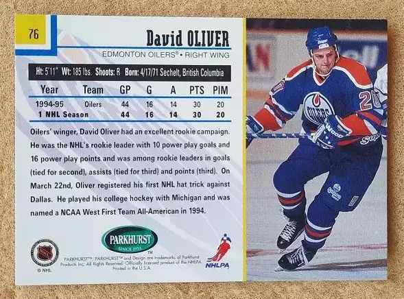 НХЛ Дэвид Оливер Эдмонтон Ойлерз № 76 1