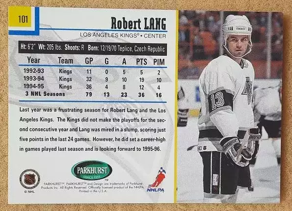 НХЛ Роберт Ланг Лос-Анжелес Кингз № 101 1