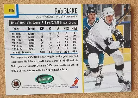 НХЛ Роб Блейк Лос-Анжелес Кингз № 106 1