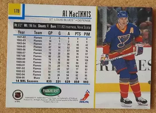 НХЛ Эл Макиннис Сент-Луис Блюз № 178 1
