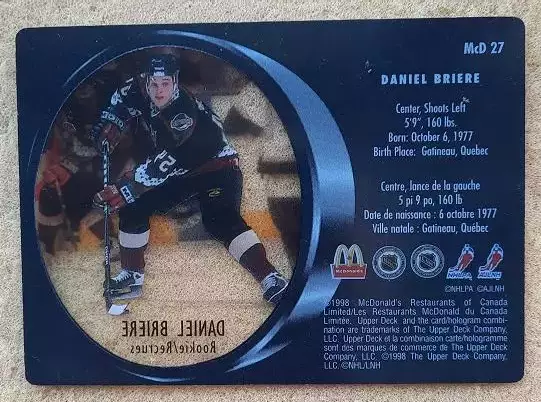 НХЛ Даниэль Бриер Финикс Койотис № McD 27 1