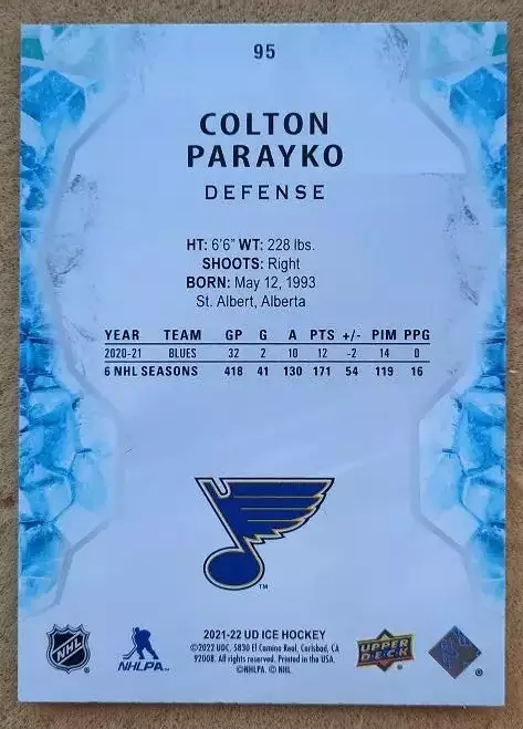 НХЛ Колтон Парайко Сент-Луис Блюз № 95 1