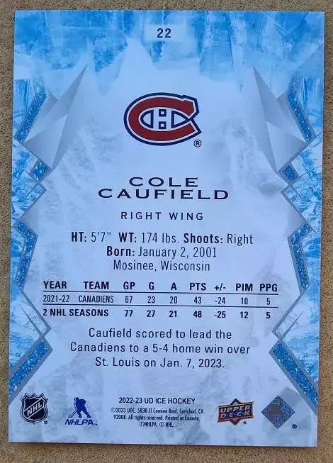 НХЛ Коул Кофилд Монреаль Канадиенс № 22 1