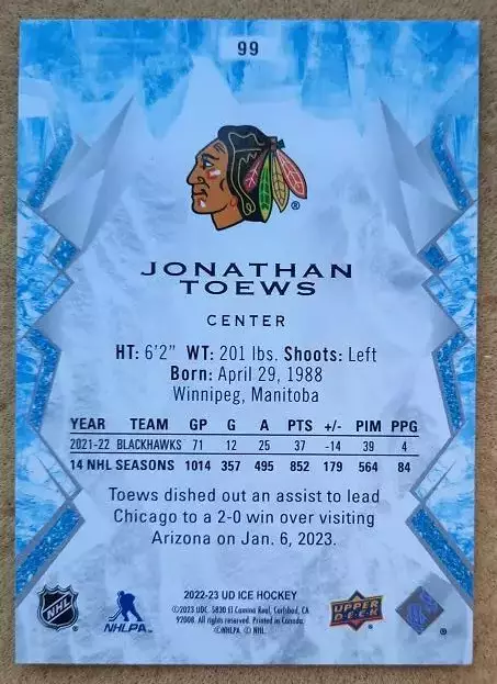 НХЛ Джонатан Тэйвз Чикаго Блэкхокс № 99 1