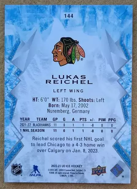 НХЛ Лукас Райхель Чикаго Блэкхокс № 144 1
